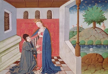 3045 fol.40v Diálogo entre Boécio e Filosofia, de &39;Consolation de la Philosophie&39;, traduzido por Jean de Meung